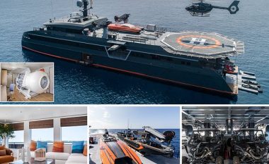 Pistë helikopteri, garazh me motoçikleta e anije të vogla – brenda jahtit super luksoz 66 metra të gjatë