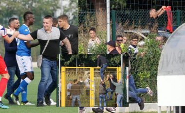 Kaos në ndeshjen Brescia - Vojvodina: Huliganët serbë hyjnë në fushë pas valimit të flamurit shqiptar në tribuna