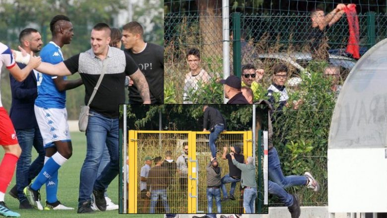 Kaos në ndeshjen Brescia – Vojvodina: Huliganët serbë hyjnë në fushë pas valimit të flamurit shqiptar në tribuna