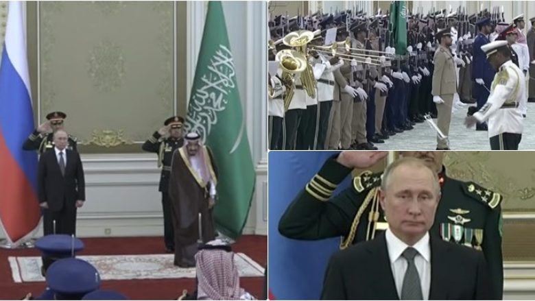 Mënyra se si orkestra ushtarake e Arabisë Saudite interpretoi himnin e Rusisë, lë të habitur Putinin