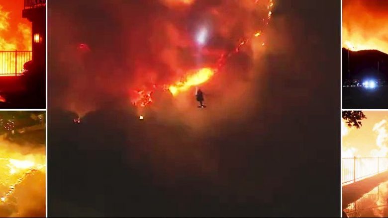 Pamje rrëqethëse të filmuara nga ajri në Kaliforni, zjarri po shkatërron gjithçka që po i del përpara