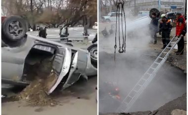 Po udhëtonin me veturë, bien në gropën që u hap në mes të asfaltit – humbin jetën dy rusë nga uji i nxehtë që dilte nga gropa