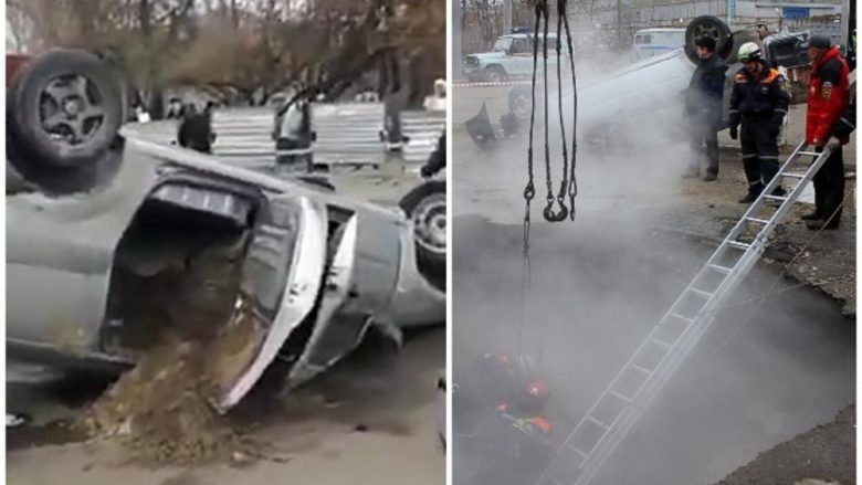 Po udhëtonin me veturë, bien në gropën që u hap në mes të asfaltit – humbin jetën dy rusë nga uji i nxehtë që dilte nga gropa