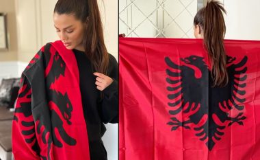 Morena pozon me flamurin kombëtar