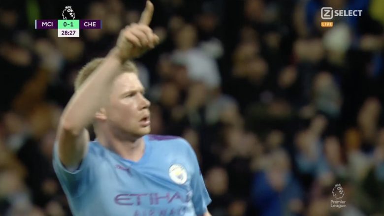 Man City barazon ndaj Chelseat me golin e De Bruyne