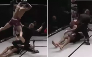 Fillimisht e nokauton kundërshtarin, më pas u hodh për ta grushtuar – moment i tmerrshëm në UFC