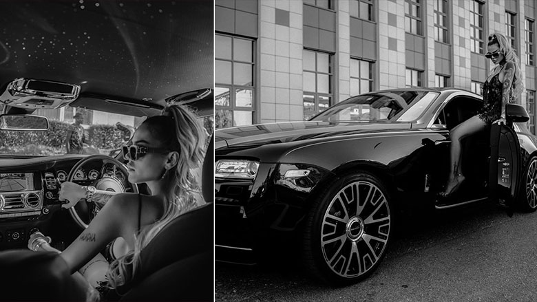 Morena Taraku nuk i ndal pozat pranë veturave luksoze, kësaj here sjell imazhe atraktive me “Rolls Royce”
