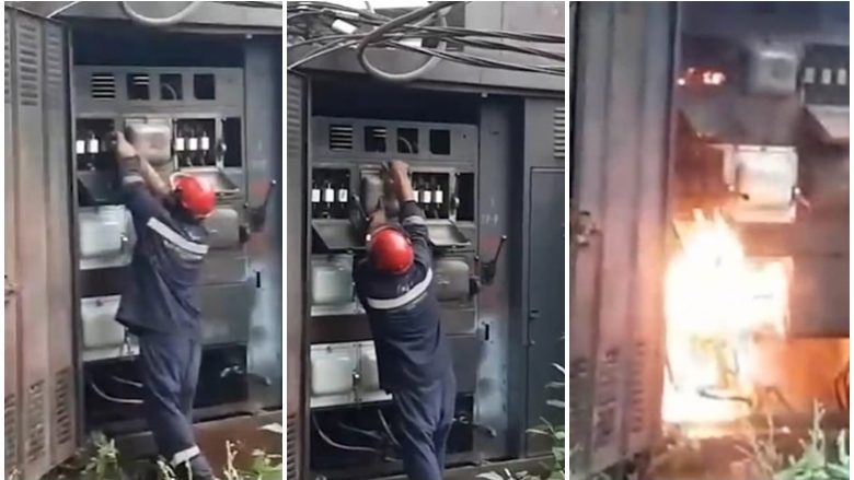 Elektricisti rus po punonte në një transformator, i cili shpërtheu papritmas – një dëshmitar kapi pamjet e incidentit
