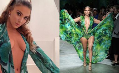 Anxhelina Hadërgjonaj kopjon veshjen e Jennifer Lopez – e cila nxiti themelimin e ‘Google Images’