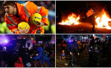 Ajo që nuk u pa në El Clasico – zjarrë, policë dhe përleshje me protestuesit katalunas