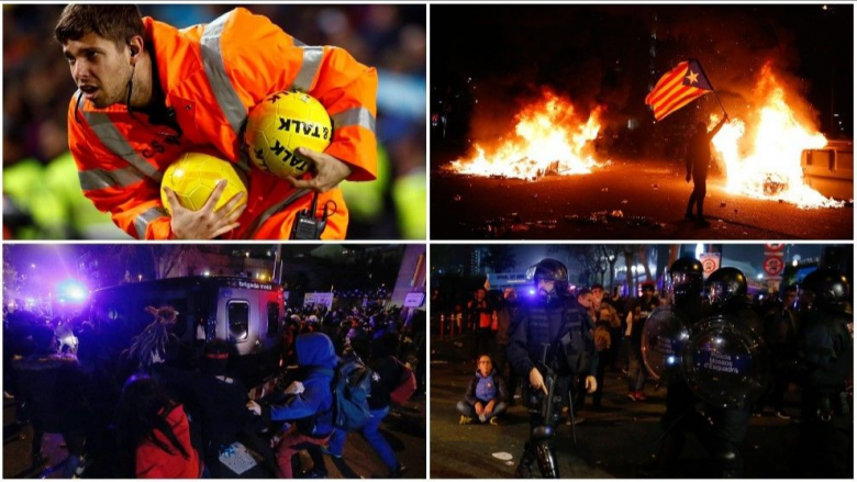 Ajo që nuk u pa në El Clasico – zjarrë, policë dhe përleshje me protestuesit katalunas