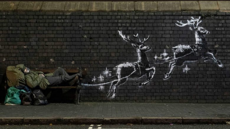 Një mural nga Banksy shfaqet në Birmingem