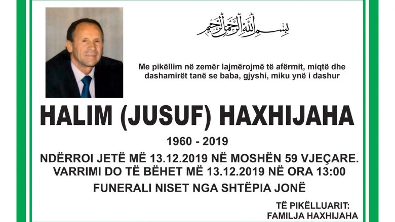 Ndërron jetë atdhetari dhe biznesmeni i njohur, Halim Haxhijaha