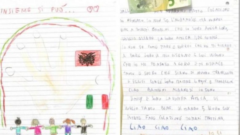 Letra prekëse e vogëlushes nga Italia për fëmijët shqiptarë të prekur nga tërmeti