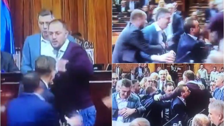 Momentet e kaosit: Përleshje në Parlamentin e Serbisë, kryetarja detyrohet të ndërpresë seancën