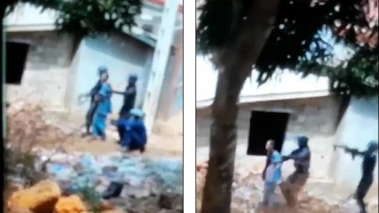 Policët në Guine filmohen duke përdorur një grua si mburojë nga demonstruesit që hidhnin gurë
