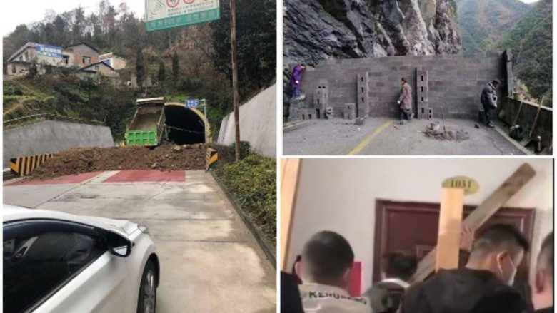 Skena rrëqethëse të kaosit që po mbizotëron në Kinë, mbyllin dyert e apartamenteve me dërrasa – tunelet po i mbushin me dhe