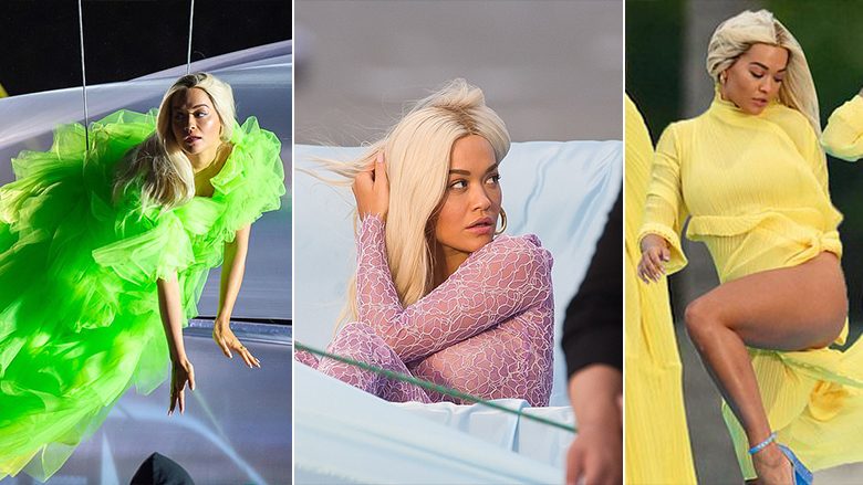Rita Ora “fluturon në ajër” gjatë xhirimeve të reklamës së re, ndërsa shfaqet e veçantë në tri veshje të ndryshme