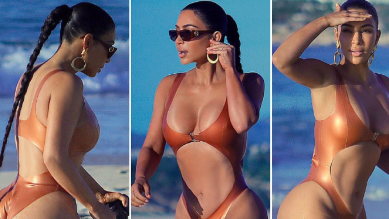 Kim Kardashian tregon hiret e saj me rroba banje