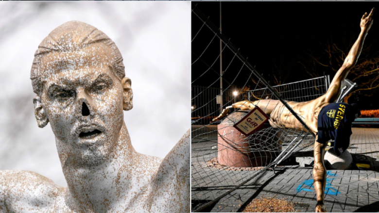 Pasi ia ngjyrosen dhe thyen hundën, tani vandalët ia demolojnë gjithë statujën Ibrahimovicit