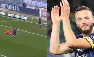 Momenti kur Amir Rrahmani ia mohoi golin e sigurt Lapadulas në fitoren bindëse të Veronës ndaj Lecces