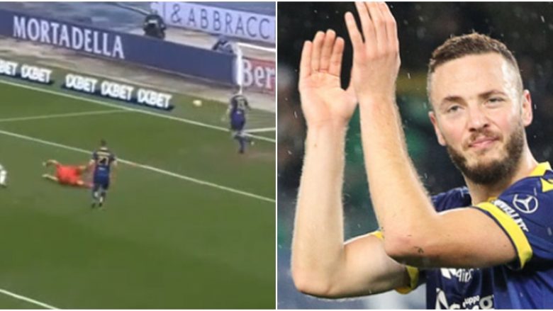 Momenti kur Amir Rrahmani ia mohoi golin e sigurt Lapadulas në fitoren bindëse të Veronës ndaj Lecces