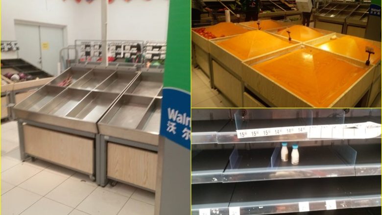 Efektet e coronavirusit, pamje që tregojnë se si janë zbrazur raftet nëpër supermarketet në Kinë