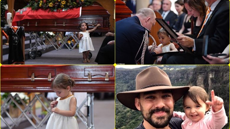 Ai vdiq duke luftuar me zjarret – vogëlushja merr vëmendjen e të gjithëve, gjatë funeralit të babait të saj në Australi