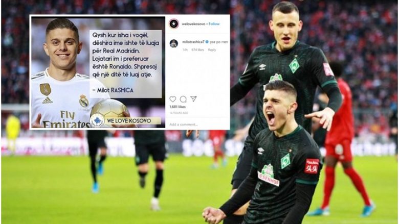 Milot Rashica reagon ndaj një postimi në rrjetet sociale se dëshiron të luajë për Real Madridin: Pse po rreni