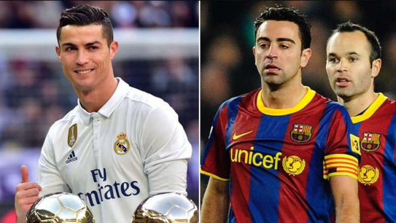 Ronaldo ka më shumë asistime në karrierë se sa dy legjendat e Barcelonës, Iniesta dhe Xavi
