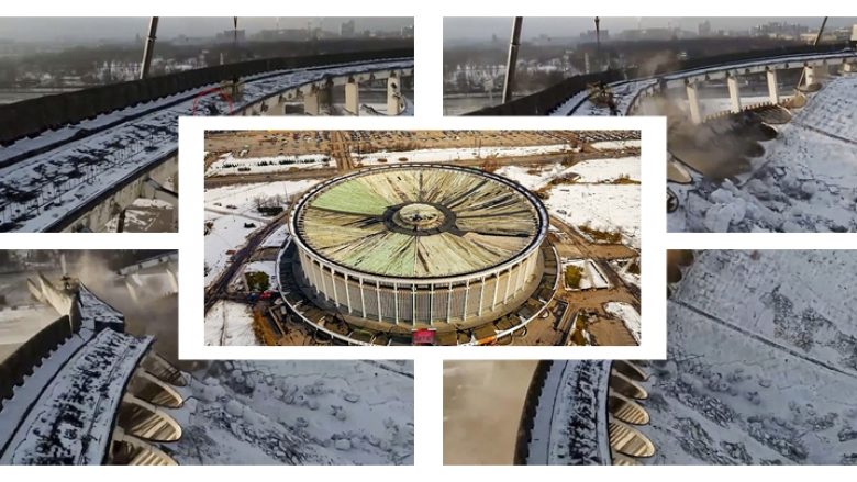 Po priste strukturën mbajtëse të kulmit, shembet stadiumi gjigant në Rusi – humb jetën punonjësi që u filmua nga droni