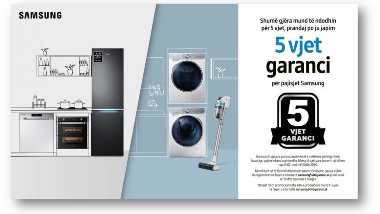 Samsung shpërblen klientët: 5 vjet garanci për frigoriferët dhe makinat larëse!