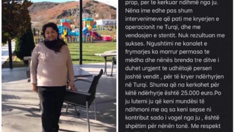 Rejhane Begolli ka nevojë për ndihmë financiare, shërimi në Turqi i kushton 25 mijë euro