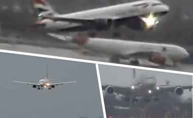 Për shkak të stuhisë ‘Dennis’, aeroplanët po ‘luftojnë’ me erëra të forta për të zbritur në aeroportin e Heathrow të Londrës