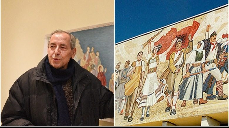 Vdes Josif Droboniku, një prej autorëve të mozaikut të Muzeut Kombëtar në Tiranë