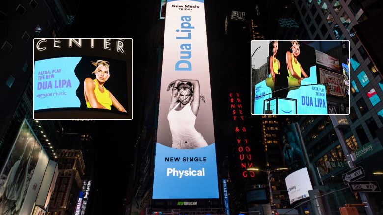 “Physical” e Dua Lipës promovohet në ekranet gjigante të New Yorkut