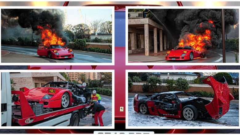 Ferrari një milion funtësh përfshihet nga zjarri në Monte Karlo, bëhet fjalë për modelin e rrallë F40 që arrin shpejtësinë maksimale prej 370 km/h