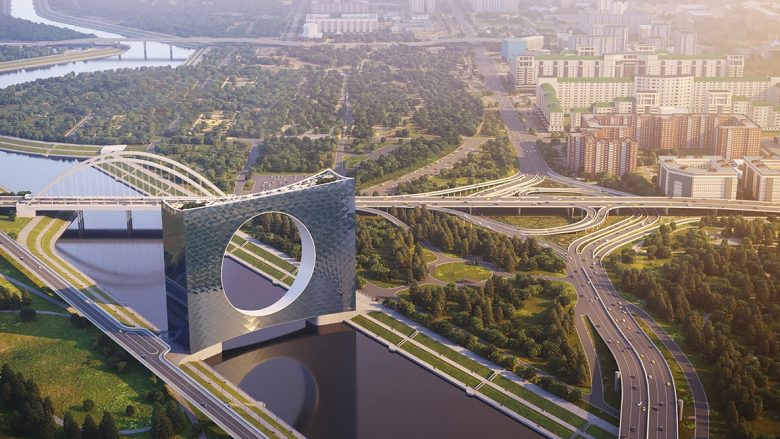 Syri që shikon gjithë kryeqytetin: Urë dhe ndërtesë në një vend