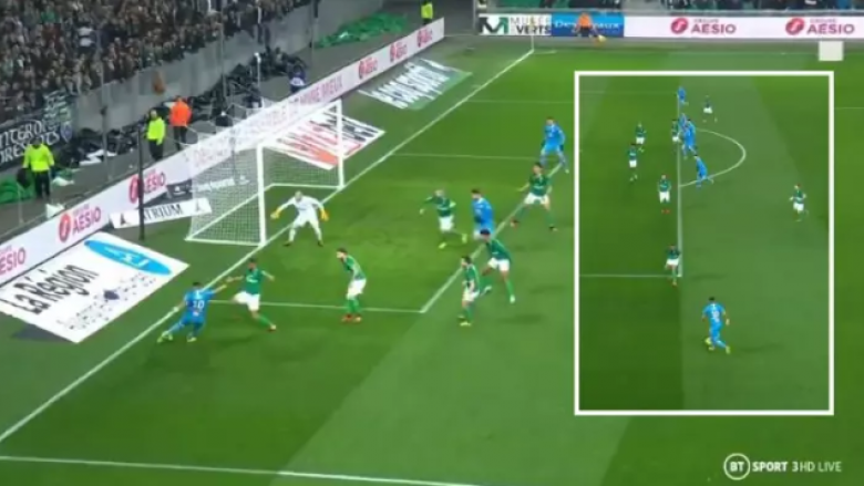 Payet shënon gol nga një kënd pothuajse i pamundur në ndeshjen Saint Etienne – Marseille