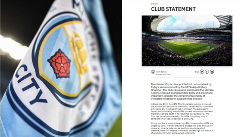 Reagon Manchester City: Jemi të zhgënjyer por jo të befasuar, do të ankohemi në CAS