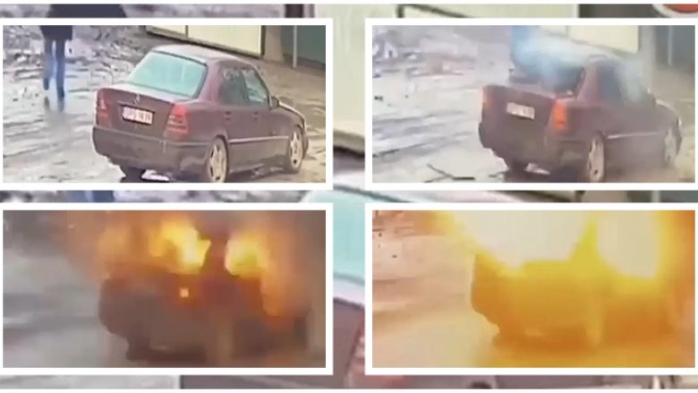 Tre burra nga Ukraina lëndohen rëndë, njëri prej tyre aktivizon granatën e dorës brenda veturës – kamerat e sigurisë filmojnë momentin e shpërthimit