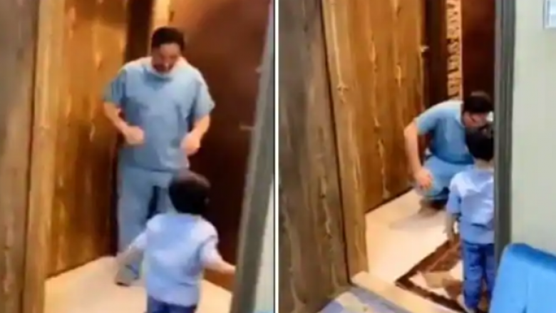 Pamje prekëse: Pasi kthehet nga spitali, mjeku shpërthen në lot – pasi nuk mund ta përqafonte djalin e tij