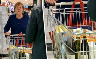 Angela Merkel në një supermarket, duke blerë sapun dhe letra tualeti