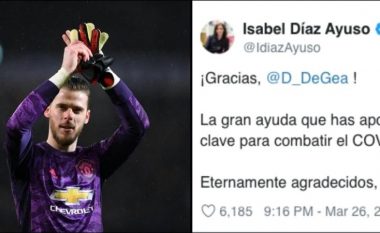 De Gea dhuron një shumë të majme parash në luftën ndaj coronavirusit