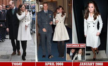 Është dukeshë por qëndron modeste, Kate Middleton vesh të njëjtën pallto që e kishte veshur edhe dy herë të tjera në vitin 2008