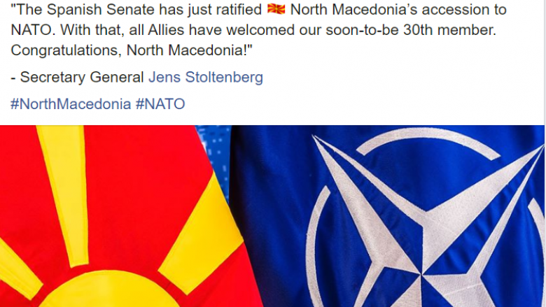 NATO: Urime Maqedonia e Veriut