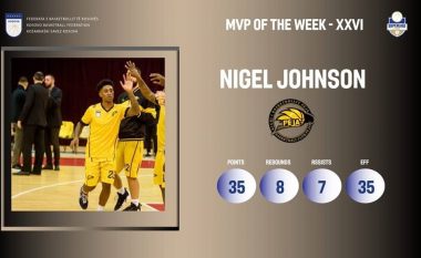 Nigel Johnson, MVP i javës së 26-të në Superligën e Kosovës në basketboll
