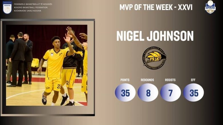 Nigel Johnson, MVP i javës së 26-të në Superligën e Kosovës në basketboll