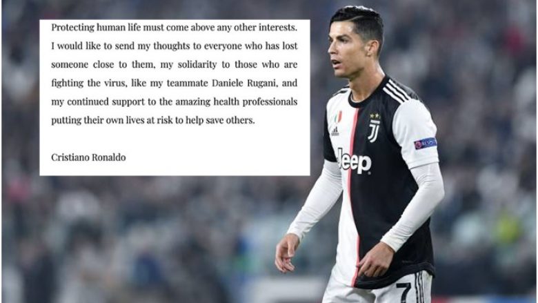 Ronaldo reagon për situatën e krijuar me coronavirus: Po shkruaj si njeri i prekur nga ngjarjet e fundit