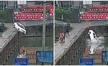 Vetëm 10 minuta pasi kaloi testin e vozitjes, kinezi përfundon me veturën e tij të re në ujë – bie nga ura
